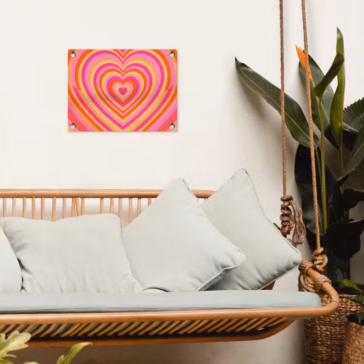 Hart - Concentrisch - Abstract - Liefde - Kleurrijk tuinposter los doek klein -sfeer7