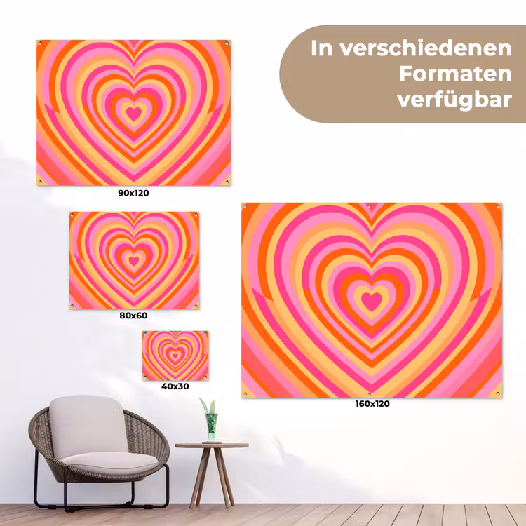 Hart - Concentrisch - Abstract - Liefde - Kleurrijk tuinposter los doek klein -Xsfeer9_DE