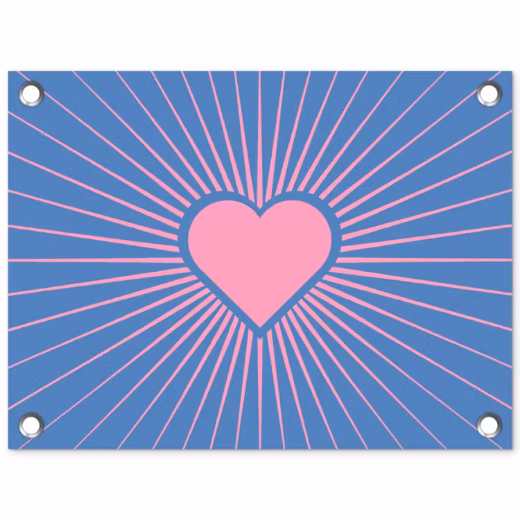 Hart - Stralen - Liefde - Modern - Roze tuinposter los doek klein -3d