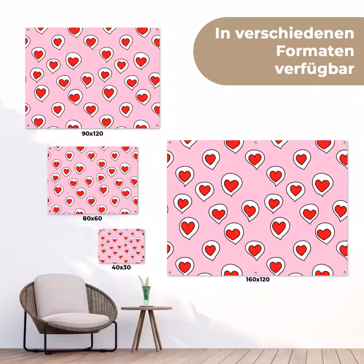Hartjes - Patroon - Rood tuinposter los doek klein 239 -Xsfeer9_DE