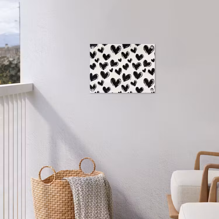 Hartjes - Patroon - Zwart tuinposter los doek klein 239 -sfeer8