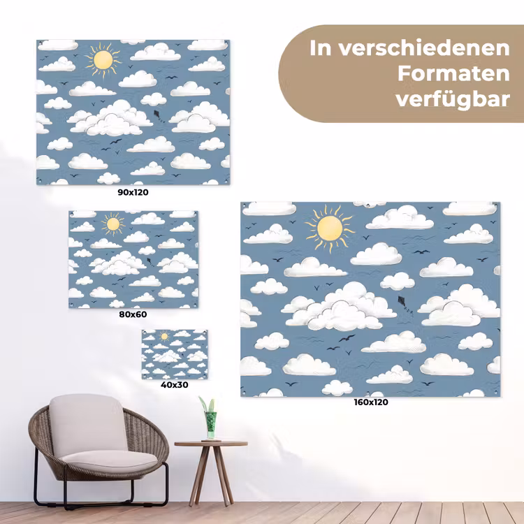 Lucht - Zon - Wolken - Natuur - Blauw tuinposter los doek klein -Xsfeer9_DE