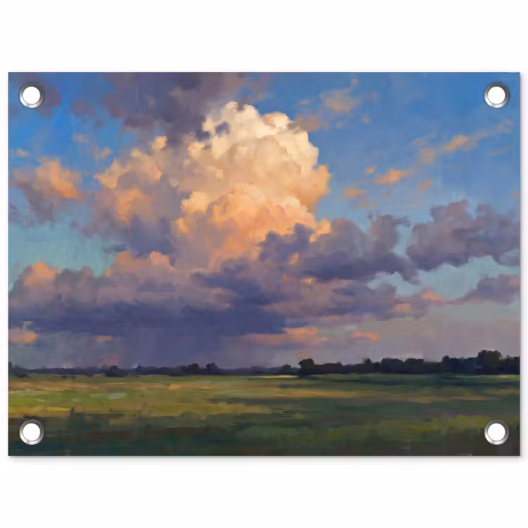 Lucht - Wolken - Landschap - Modern - Oranje tuinposter los doek klein -3d