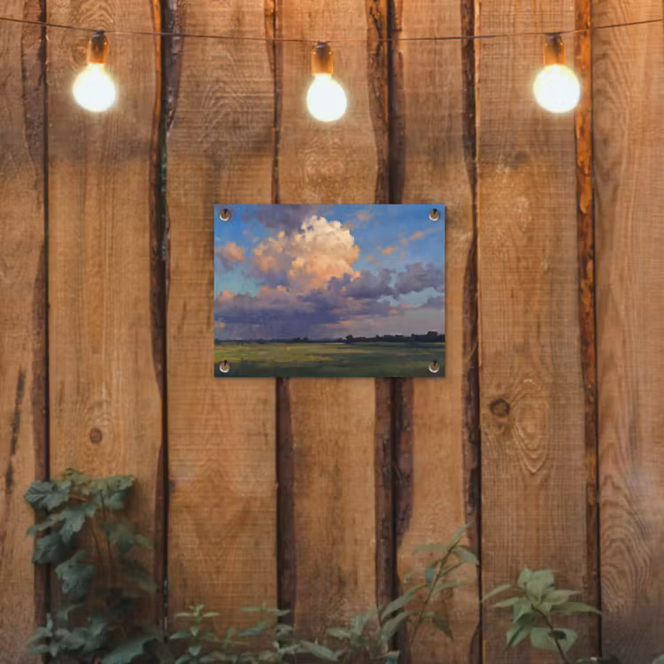 Lucht - Wolken - Landschap - Modern - Oranje tuinposter los doek klein -sfeer1