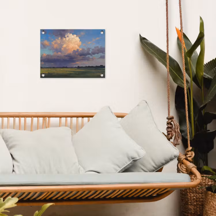 Lucht - Wolken - Landschap - Modern - Oranje tuinposter los doek klein -sfeer7