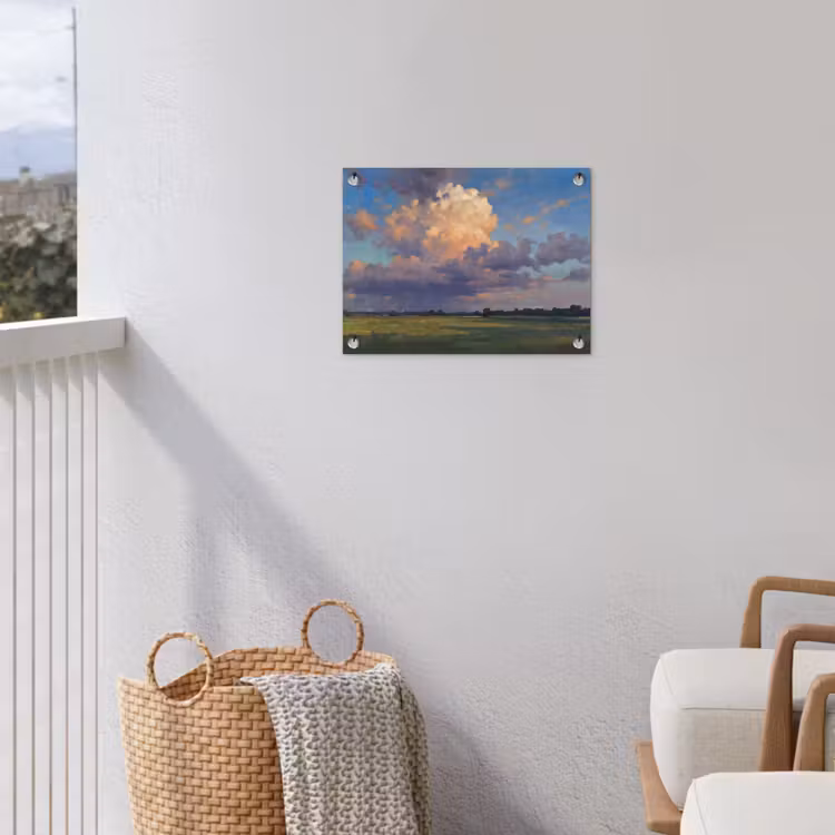 Lucht - Wolken - Landschap - Modern - Oranje tuinposter los doek klein -sfeer8