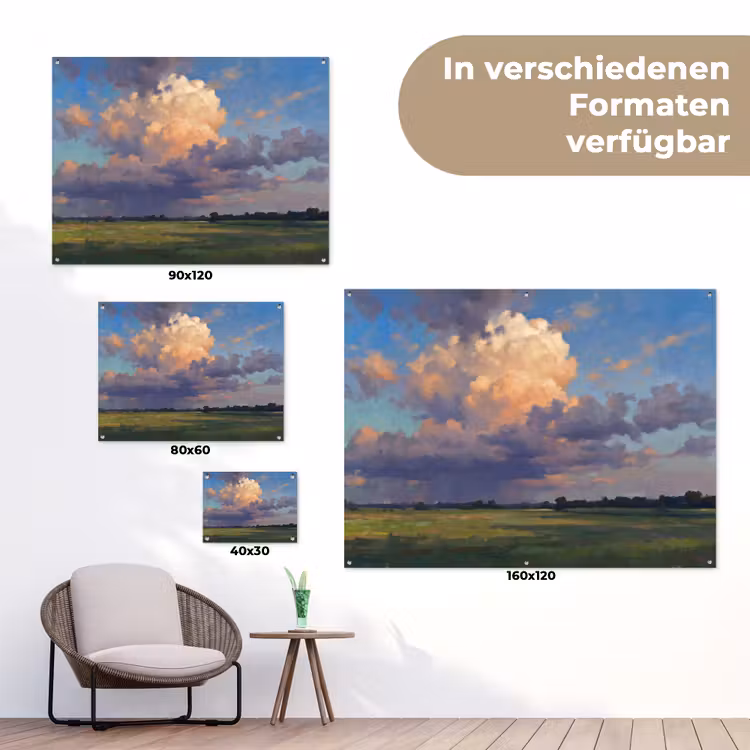 Lucht - Wolken - Landschap - Modern - Oranje tuinposter los doek klein -Xsfeer9_DE