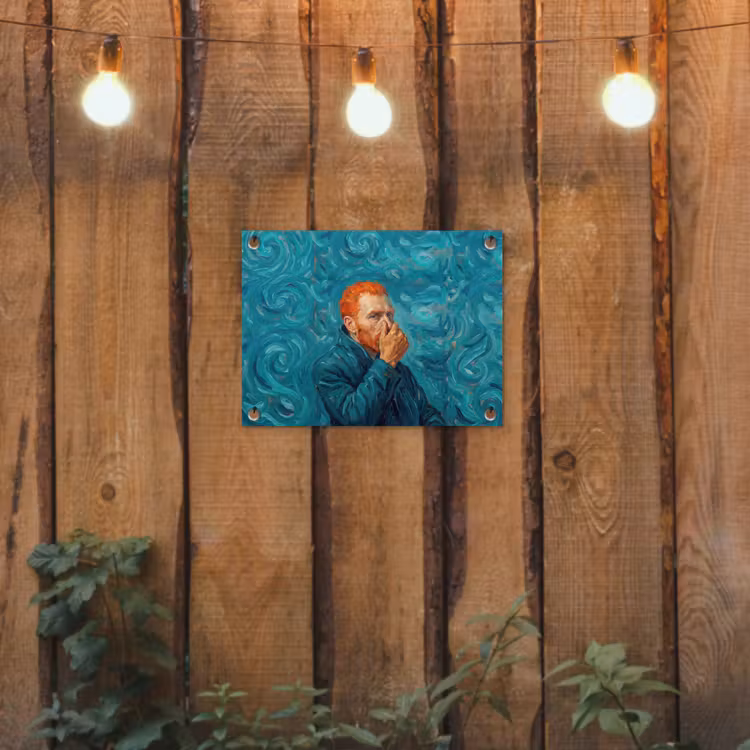Portret - Klassiek - Blauw tuinposter los doek klein -sfeer1