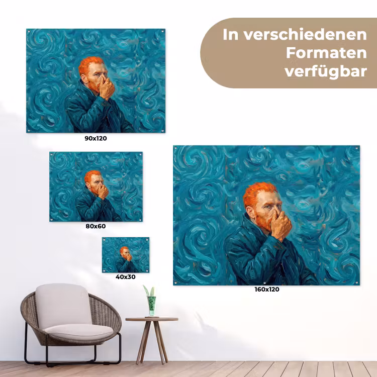 Portret - Klassiek - Blauw tuinposter los doek klein -Xsfeer9_DE