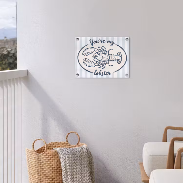 Kreeft - Illustratie - Liefde - Blauw - Decoratie tuinposter los doek klein -sfeer8