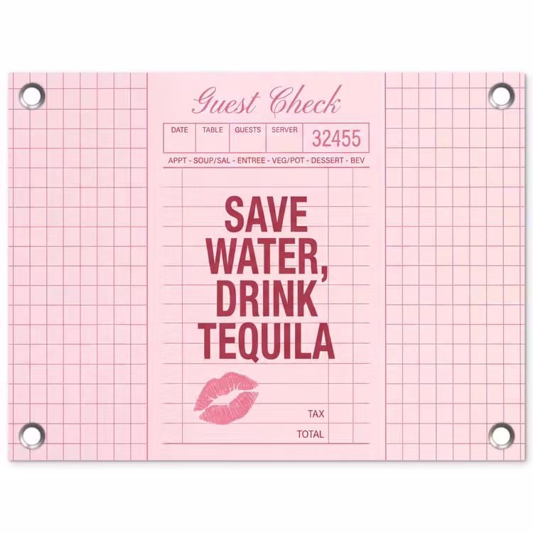 Humor - Drank - Tekst - Roze tuinposter los doek klein -3d