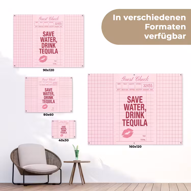 Humor - Drank - Tekst - Roze tuinposter los doek klein -Xsfeer9_DE