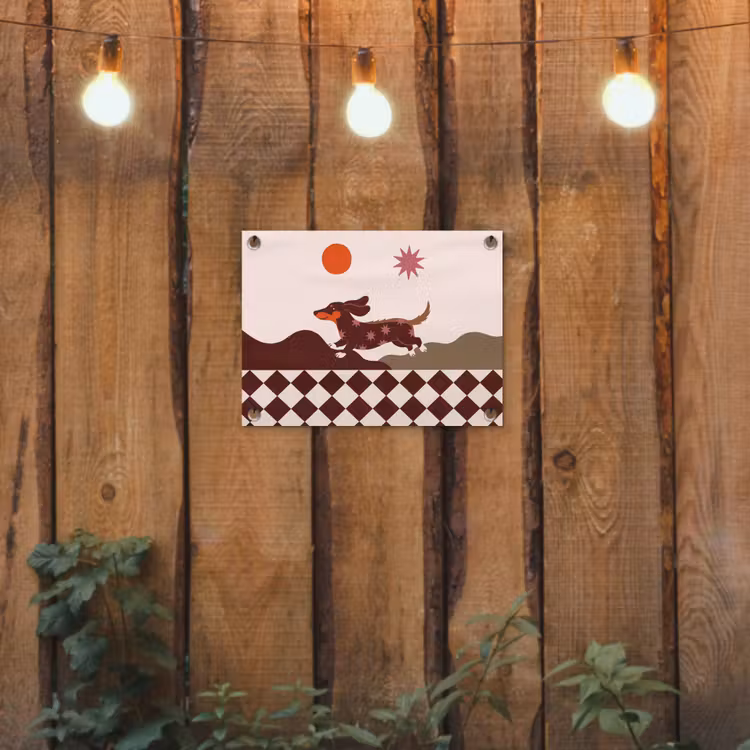 Hond - Abstract - Dieren - Modern - Bruin tuinposter los doek klein -sfeer1