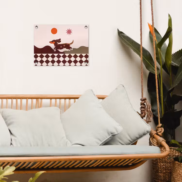 Hond - Abstract - Dieren - Modern - Bruin tuinposter los doek klein -sfeer7