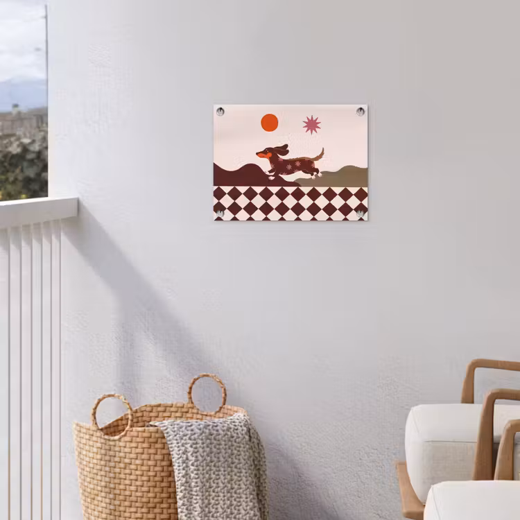Hond - Abstract - Dieren - Modern - Bruin tuinposter los doek klein -sfeer8