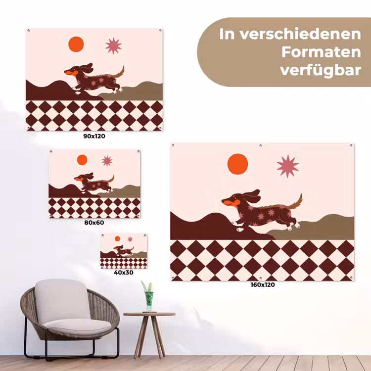 Hond - Abstract - Dieren - Modern - Bruin tuinposter los doek klein -Xsfeer9_DE