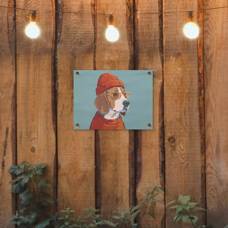 Hond - Beanie - Zonnebril - Dieren - Modern tuinposter los doek klein -sfeer1
