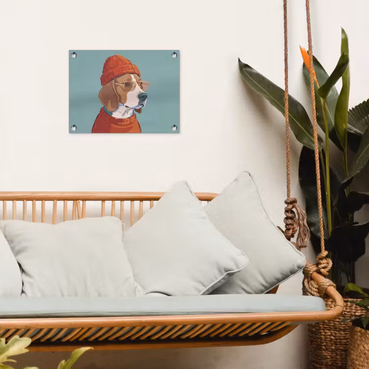 Hond - Beanie - Zonnebril - Dieren - Modern tuinposter los doek klein -sfeer7