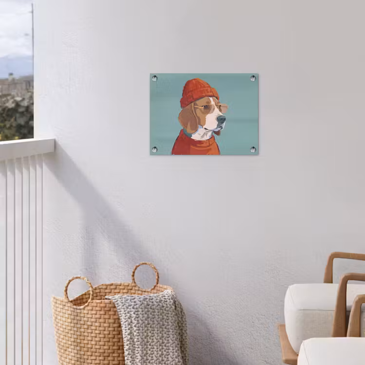 Hond - Beanie - Zonnebril - Dieren - Modern tuinposter los doek klein -sfeer8