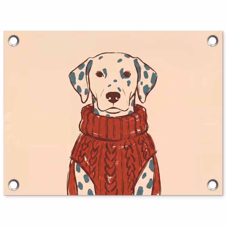 Hond - Trui - Winter - Dieren - Rood tuinposter los doek klein -3d