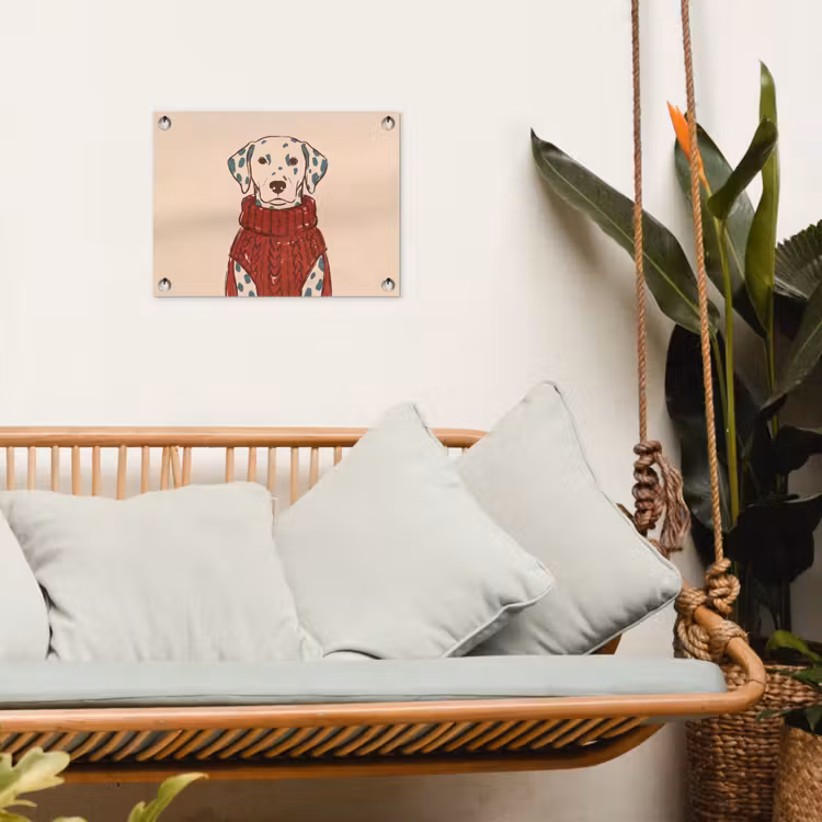 Hond - Trui - Winter - Dieren - Rood tuinposter los doek klein -sfeer7