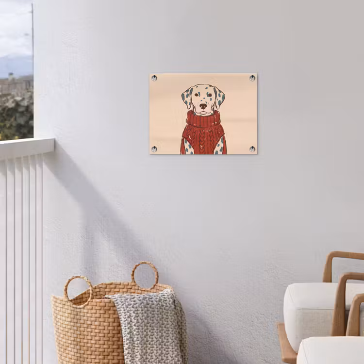 Hond - Trui - Winter - Dieren - Rood tuinposter los doek klein -sfeer8