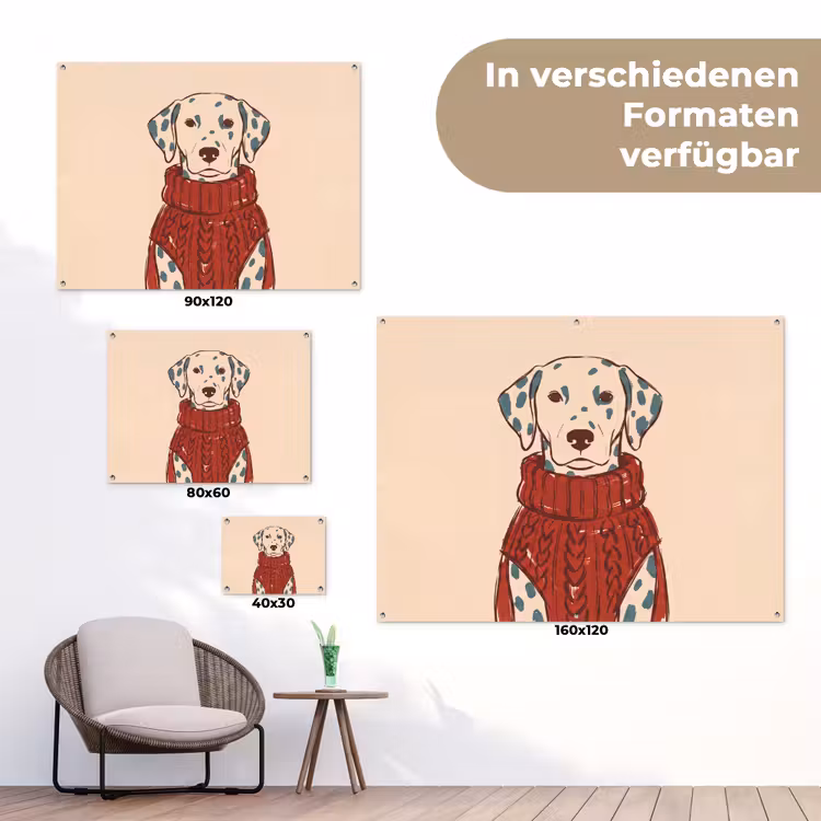 Hond - Trui - Winter - Dieren - Rood tuinposter los doek klein -Xsfeer9_DE