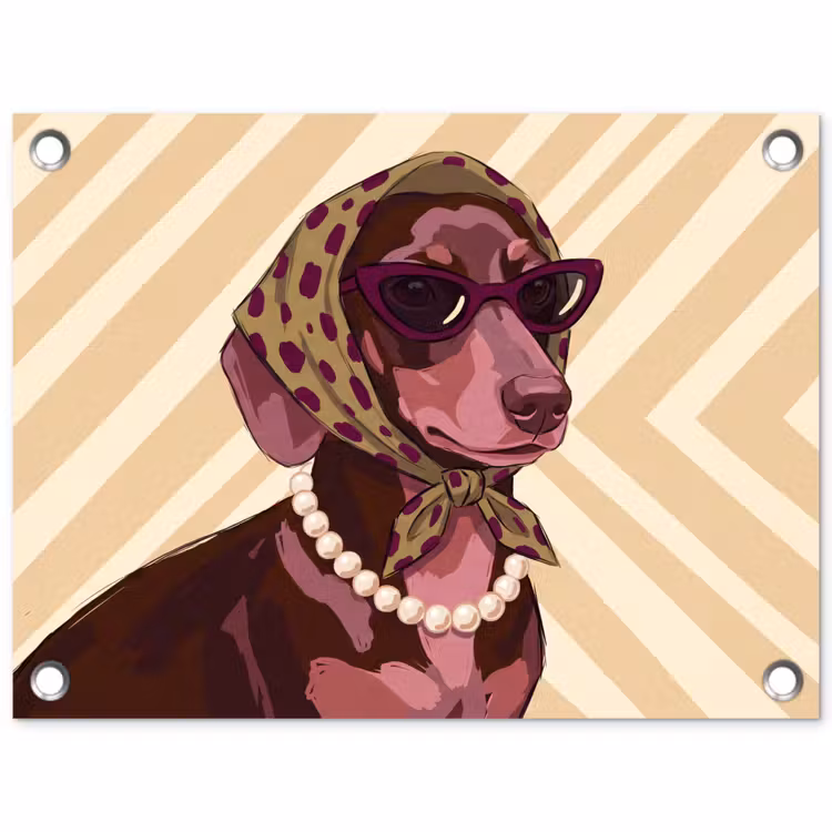 Hond - Zonnebril - Hoofddoek - Dieren - Modern tuinposter los doek klein -3d