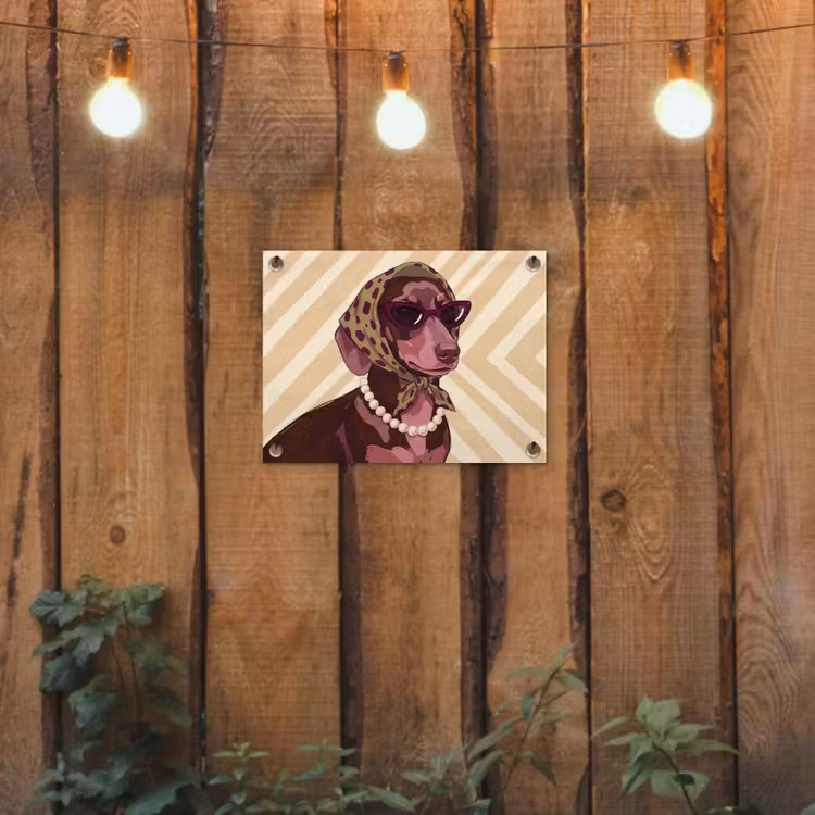 Hond - Zonnebril - Hoofddoek - Dieren - Modern tuinposter los doek klein -sfeer1
