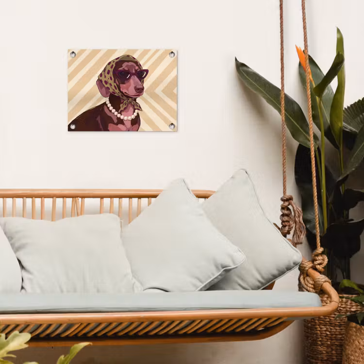 Hond - Zonnebril - Hoofddoek - Dieren - Modern tuinposter los doek klein -sfeer7