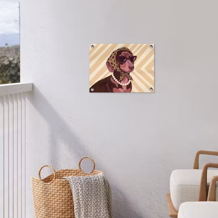 Hond - Zonnebril - Hoofddoek - Dieren - Modern tuinposter los doek klein -sfeer8