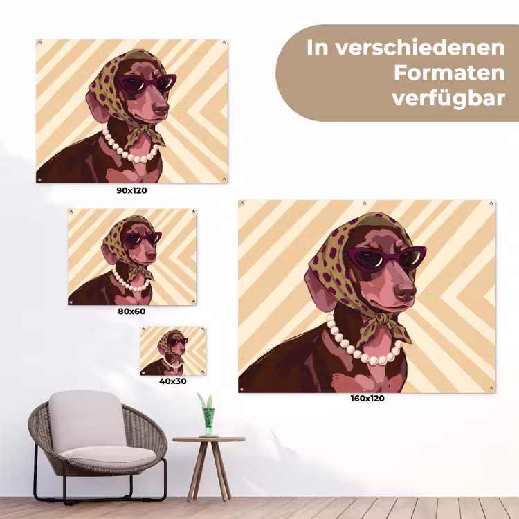 Hond - Zonnebril - Hoofddoek - Dieren - Modern tuinposter los doek klein -Xsfeer9_DE