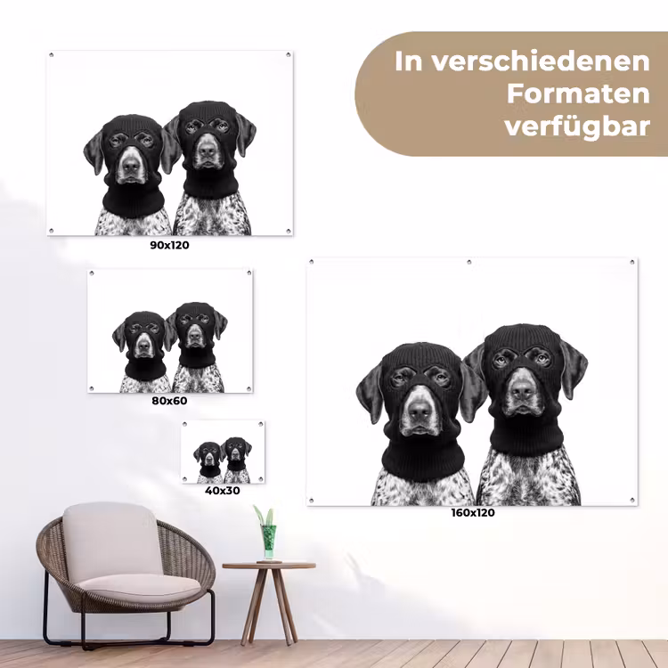 Honden - Bivakmuts - Zwart - wit tuinposter los doek klein -Xsfeer9_DE