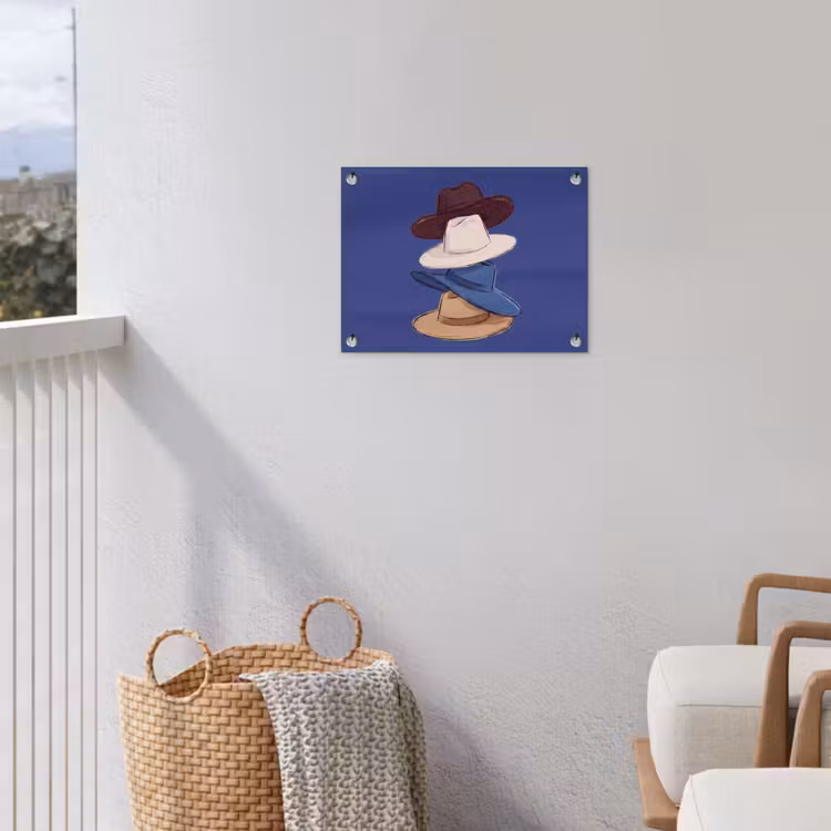 Hoeden - Gestapeld - Mode - Kleurrijk - Illustratie tuinposter los doek klein -sfeer8
