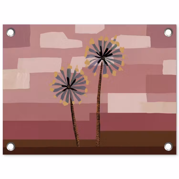 Illustratie - Bloemen - Vlakken - Abstract tuinposter los doek klein -3d