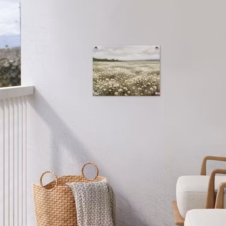 Illustratie - Landschap - Wit tuinposter los doek klein -sfeer8