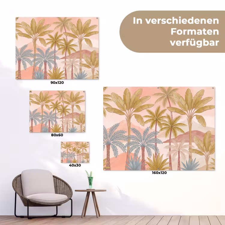 Illustratie - Palmbomen - Kleurrijk tuinposter los doek klein -Xsfeer9_DE