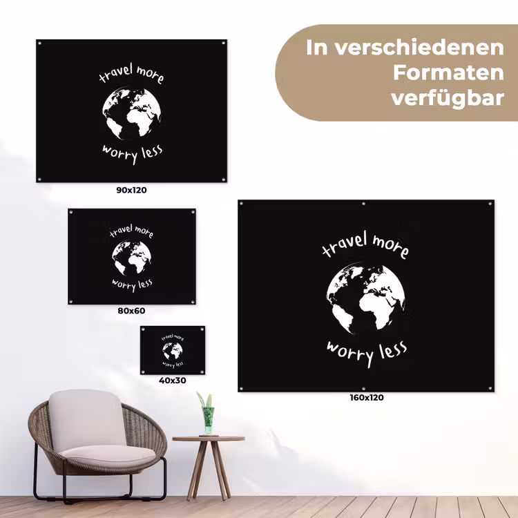 Illustratie - Zwart - Planeet - Quote tuinposter los doek klein -Xsfeer9_DE