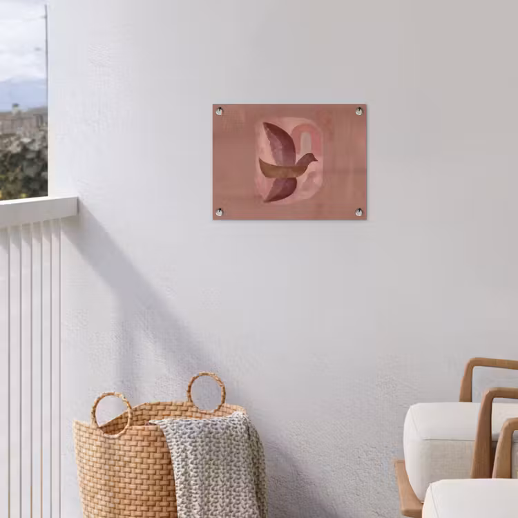 Illustratie - Vogels - Abstract - Roze tuinposter los doek klein -sfeer8