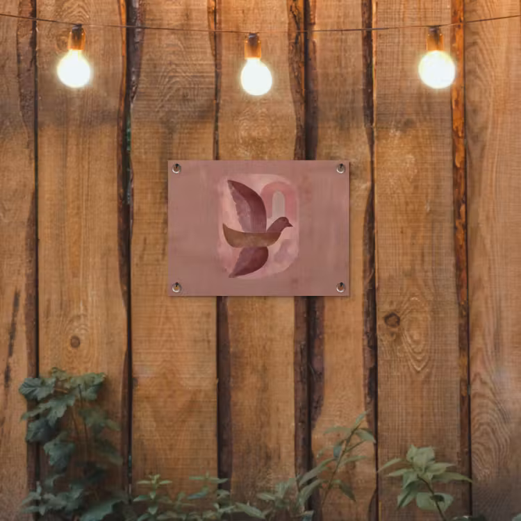 Illustratie - Vogels - Abstract - Roze tuinposter los doek klein -sfeer1