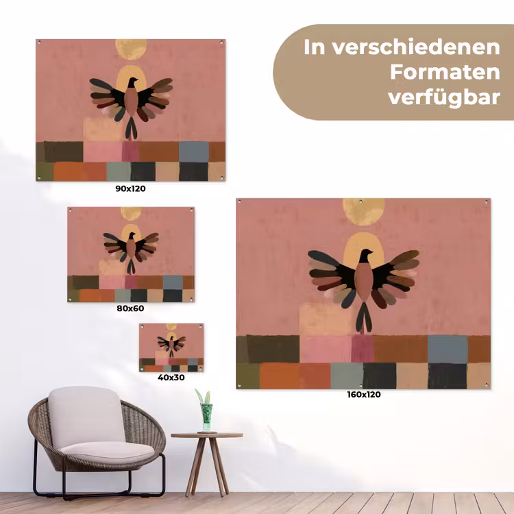 Illustratie - Vogel - Vlakken - Kleurrijk tuinposter los doek klein -Xsfeer9_DE