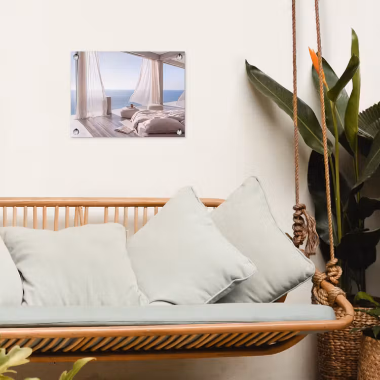 Interieur - Zeezicht - Modern - Rust - Beige tuinposter los doek klein -sfeer7