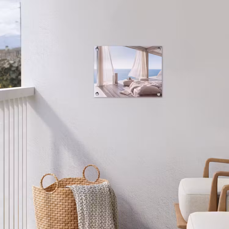 Interieur - Zeezicht - Modern - Rust - Beige tuinposter los doek klein -sfeer8