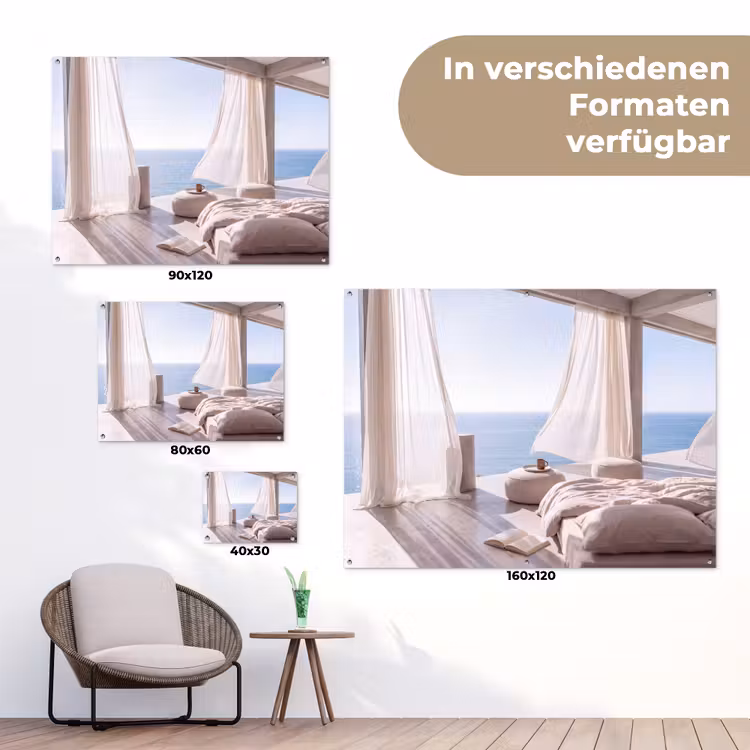 Interieur - Zeezicht - Modern - Rust - Beige tuinposter los doek klein -Xsfeer9_DE