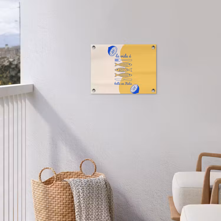 Italië - Eten - Citroen - Vis - Grafisch tuinposter los doek klein -sfeer8