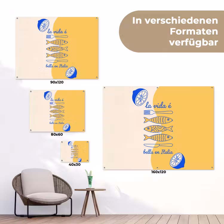 Italië - Eten - Citroen - Vis - Grafisch tuinposter los doek klein -Xsfeer9_DE