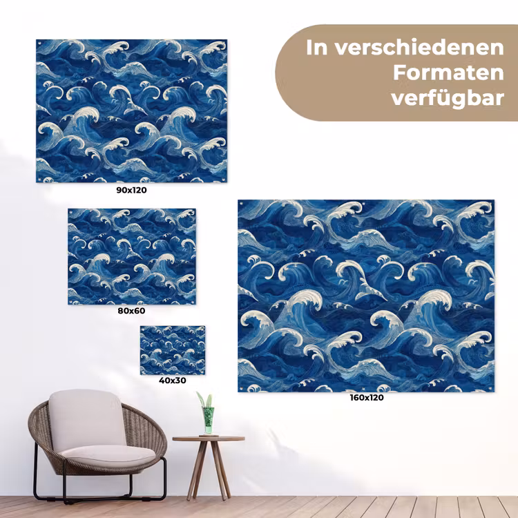 Japans - Oceaan - Golven - Blauw tuinposter los doek klein 239 -Xsfeer9_DE