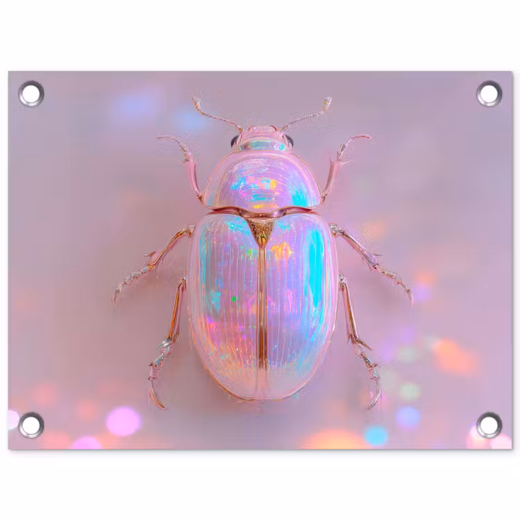 Kever - Metallic - Lichteffect - Roze tuinposter los doek klein -3d