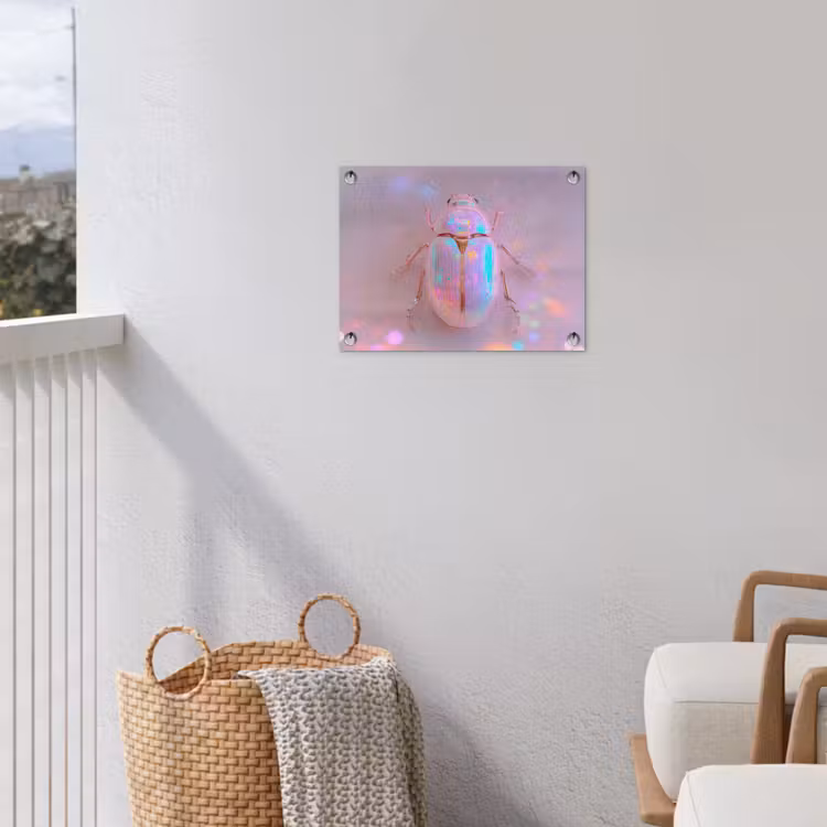Kever - Metallic - Lichteffect - Roze tuinposter los doek klein -sfeer8