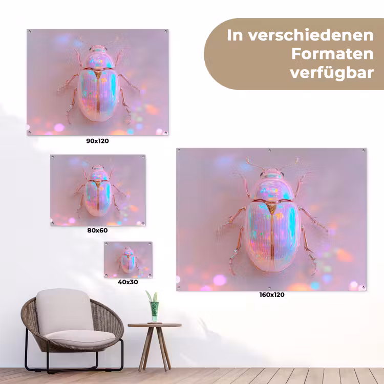 Kever - Metallic - Lichteffect - Roze tuinposter los doek klein -Xsfeer9_DE